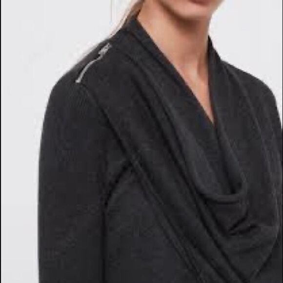 All Saints Drina Draped 100% Wool Knit Asymmetrical Zip Cardigan Sweater Size 0 - Picture 15 of 16